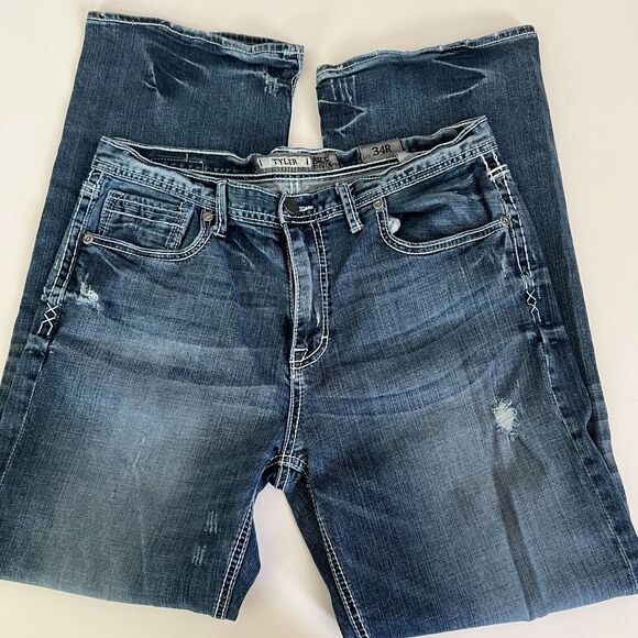 BKE Other - BKE Tyler Jeans Size 34R Men Straight Fit Distressed Medium Wash Blue Denim